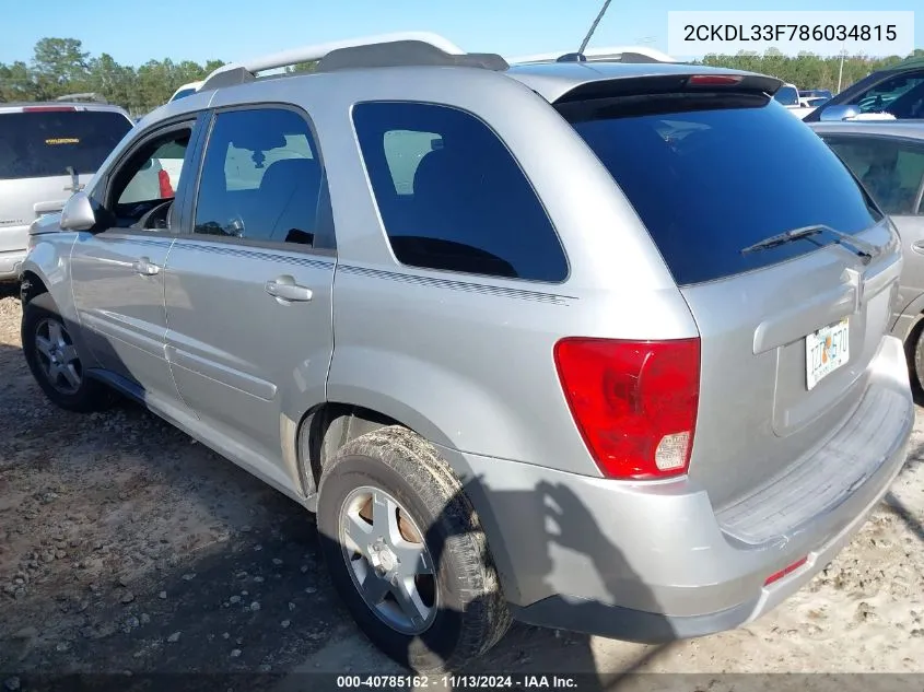 2008 Pontiac Torrent VIN: 2CKDL33F786034815 Lot: 40785162