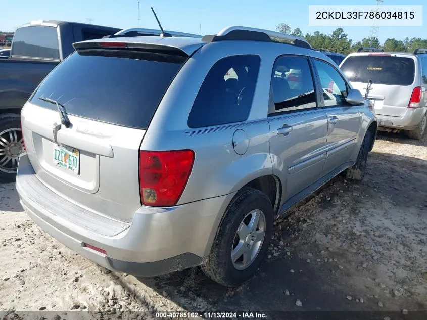 2008 Pontiac Torrent VIN: 2CKDL33F786034815 Lot: 40785162