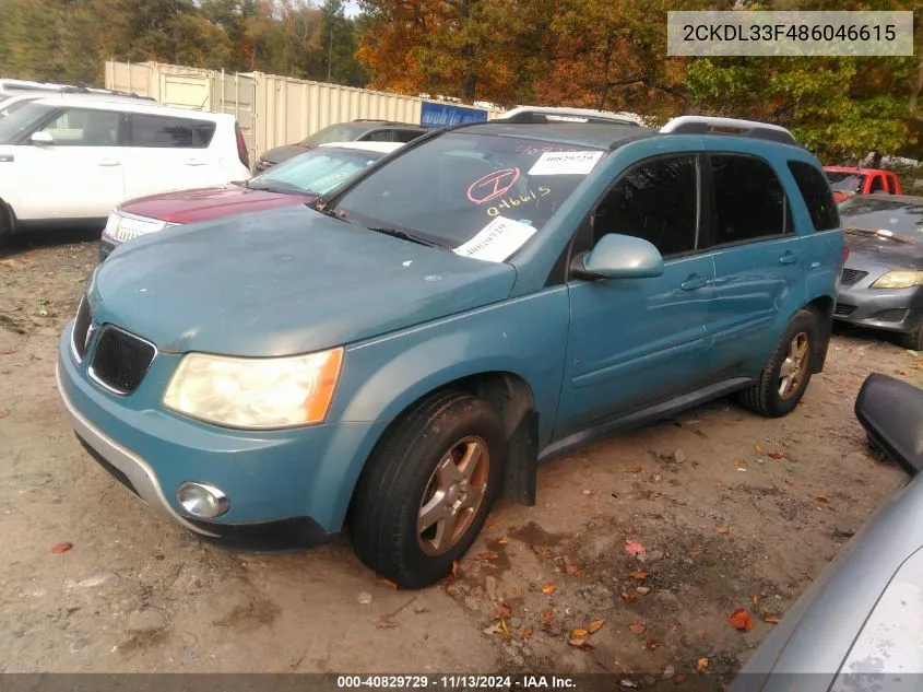 2008 Pontiac Torrent VIN: 2CKDL33F486046615 Lot: 40829729