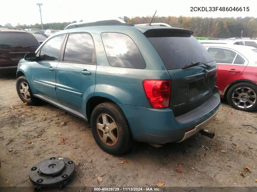 2008 Pontiac Torrent VIN: 2CKDL33F486046615 Lot: 40829729