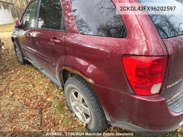 2009 Pontiac Torrent VIN: 2CKDL43FX96202597 Lot: 20180692