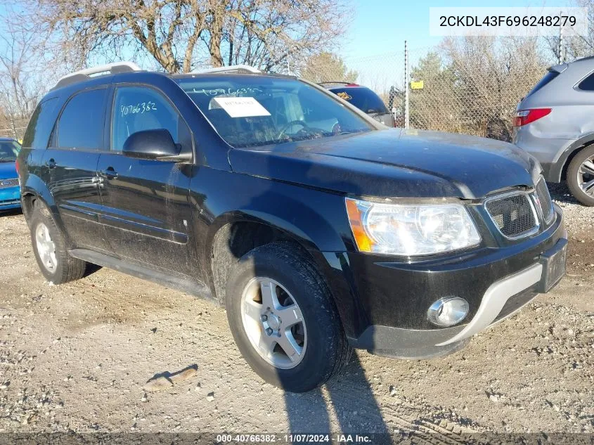 2009 Pontiac Torrent VIN: 2CKDL43F696248279 Lot: 40766382