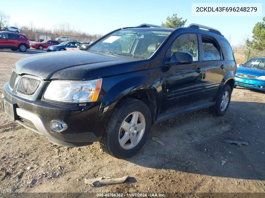 2009 Pontiac Torrent VIN: 2CKDL43F696248279 Lot: 40766382