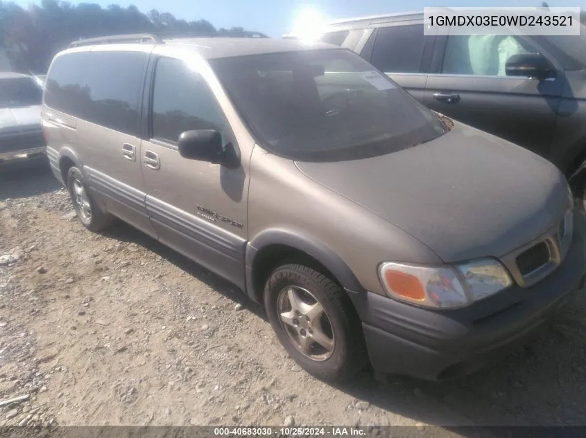 1998 Pontiac Trans Sport VIN: 1GMDX03E0WD243521 Lot: 40683030