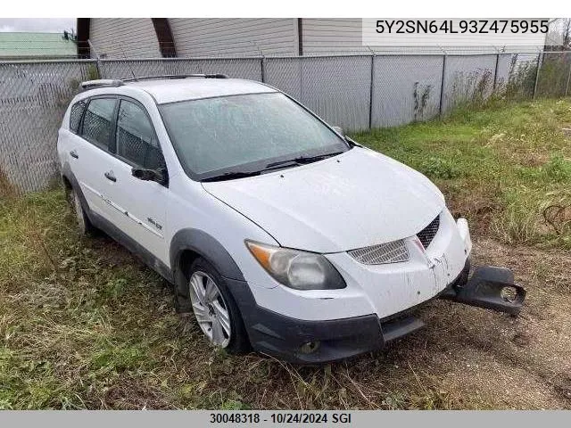 2003 Pontiac Vibe Gt VIN: 5Y2SN64L93Z475955 Lot: 30048318