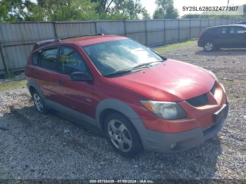 2003 Pontiac Vibe VIN: 5Y2SL62803Z477307 Lot: 39765439