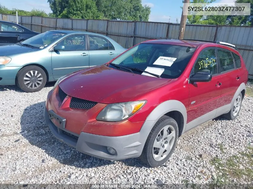 2003 Pontiac Vibe VIN: 5Y2SL62803Z477307 Lot: 39765439