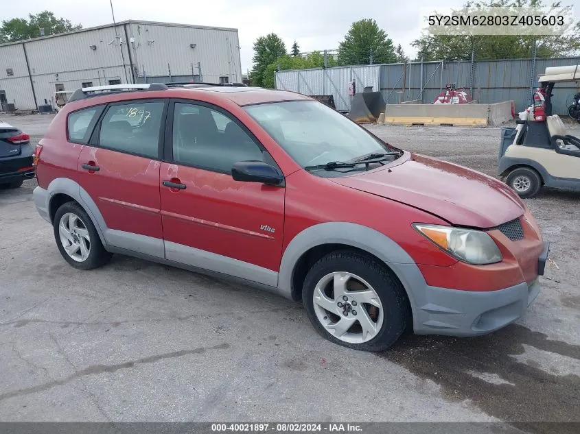 2003 Pontiac Vibe VIN: 5Y2SM62803Z405603 Lot: 40021897