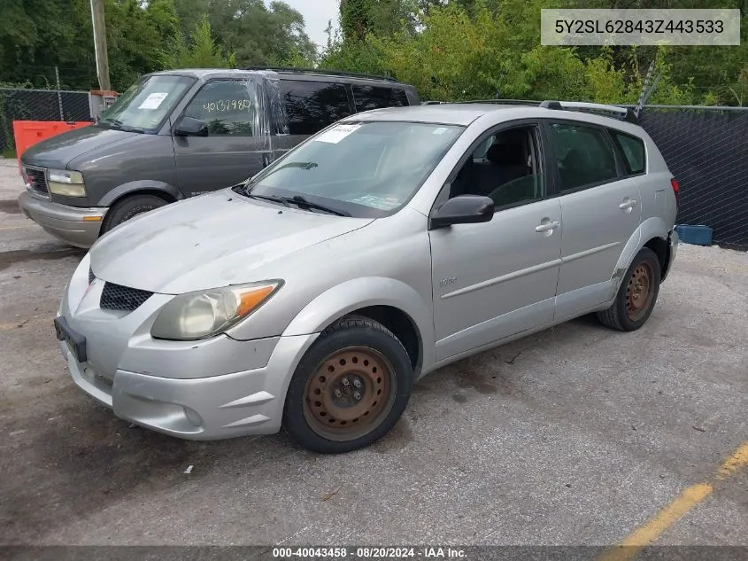 2003 Pontiac Vibe VIN: 5Y2SL62843Z443533 Lot: 40043458