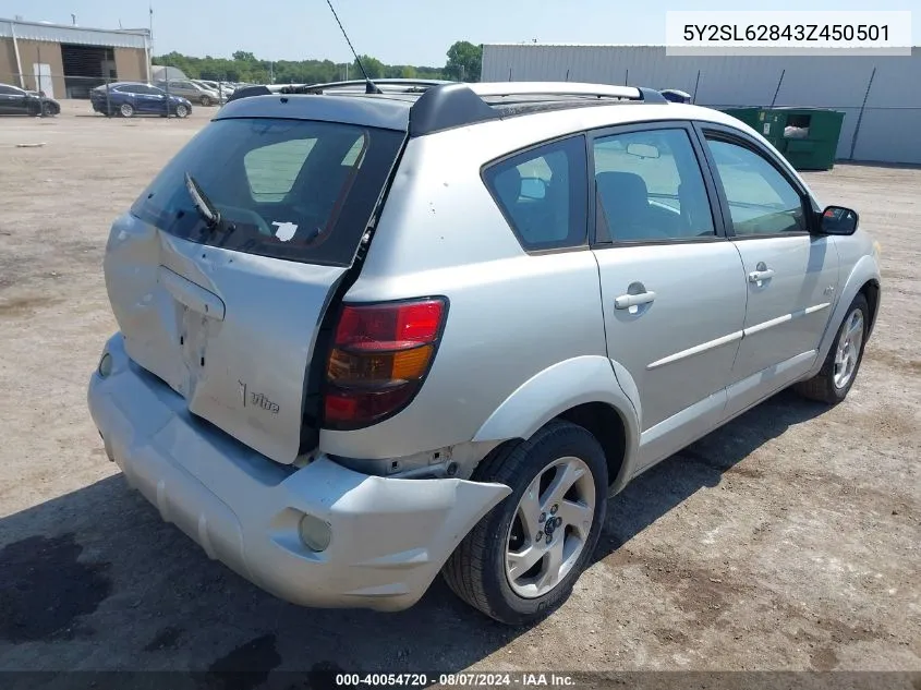 2003 Pontiac Vibe VIN: 5Y2SL62843Z450501 Lot: 40054720