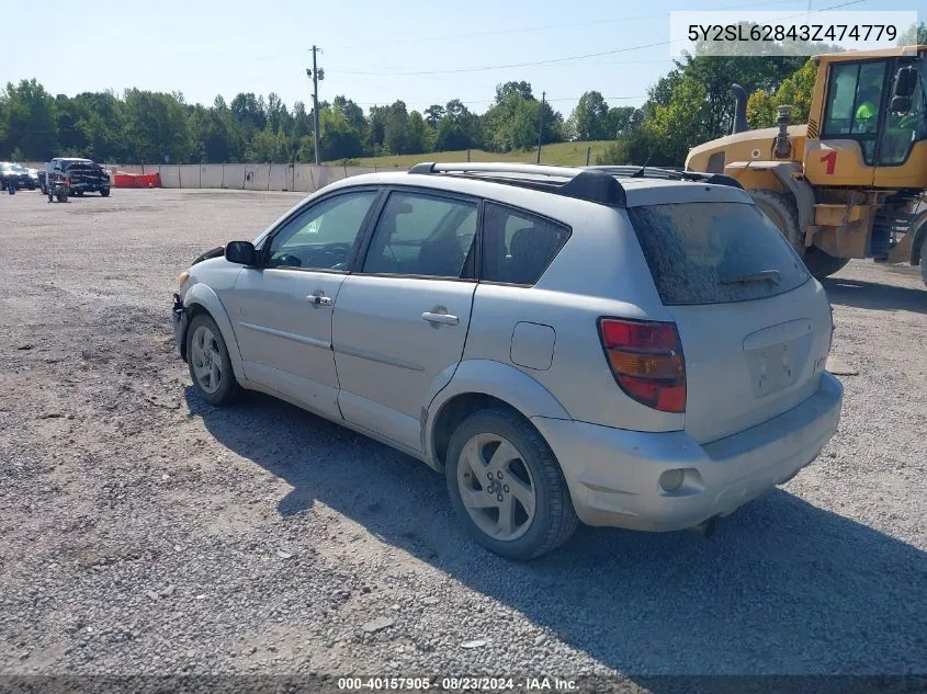 2003 Pontiac Vibe VIN: 5Y2SL62843Z474779 Lot: 40157905