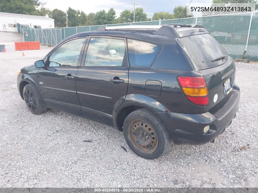 2003 Pontiac Vibe VIN: 5Y2SM64893Z413843 Lot: 40204916