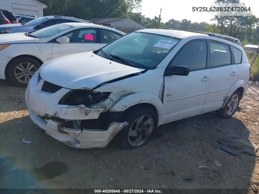 2003 Pontiac Vibe VIN: 5Y2SL62883Z472064 Lot: 40205648