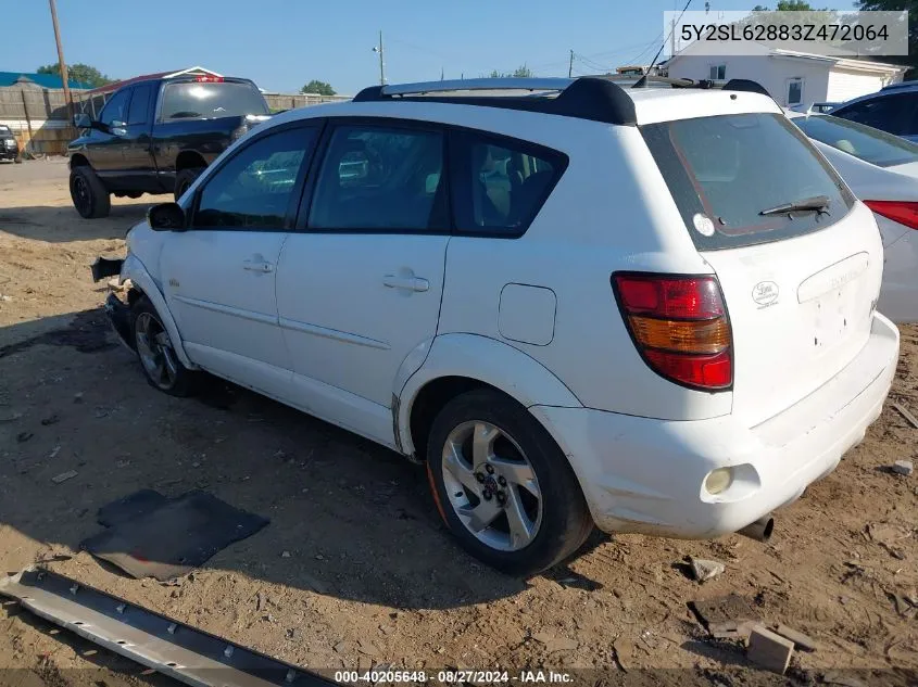 2003 Pontiac Vibe VIN: 5Y2SL62883Z472064 Lot: 40205648