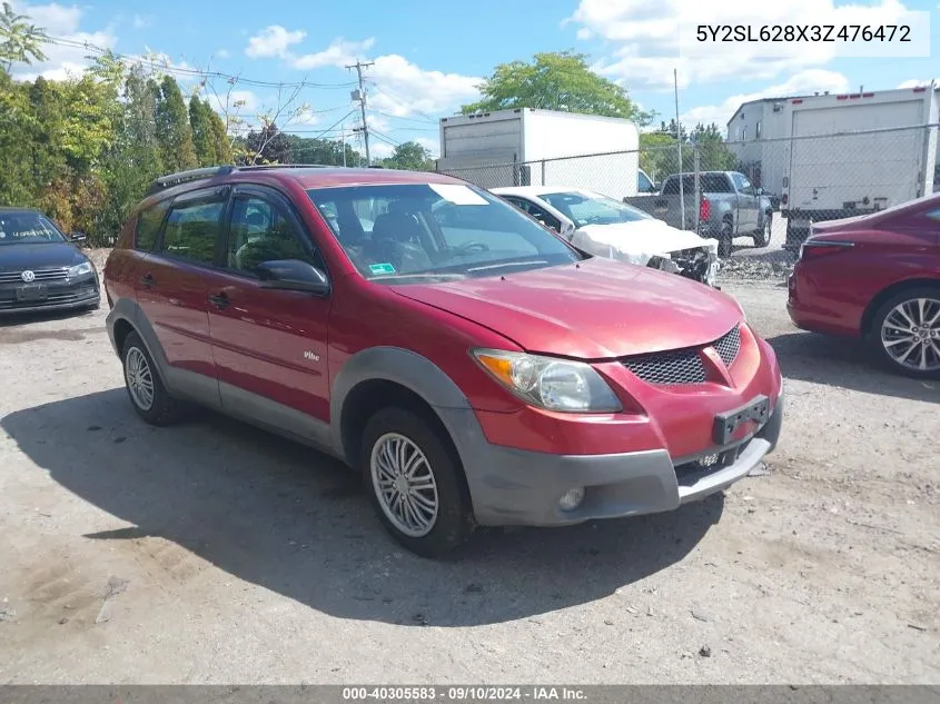 2003 Pontiac Vibe VIN: 5Y2SL628X3Z476472 Lot: 40305583