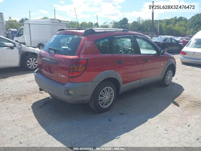 2003 Pontiac Vibe VIN: 5Y2SL628X3Z476472 Lot: 40305583