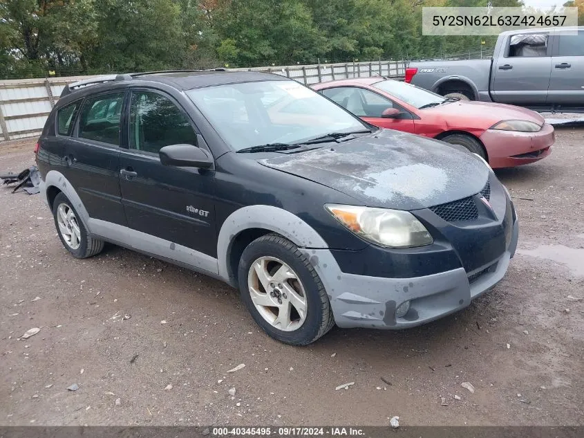 2003 Pontiac Vibe Gt VIN: 5Y2SN62L63Z424657 Lot: 40345495