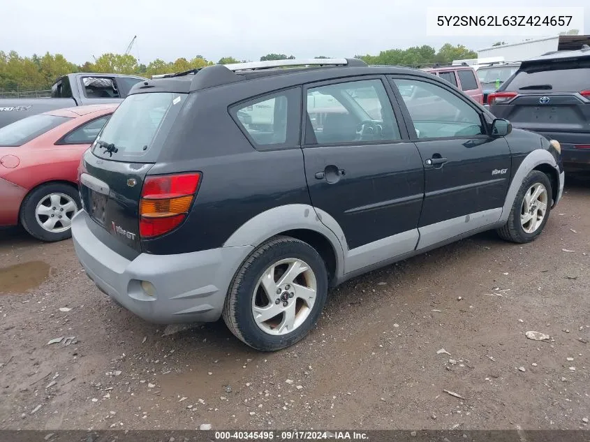 2003 Pontiac Vibe Gt VIN: 5Y2SN62L63Z424657 Lot: 40345495