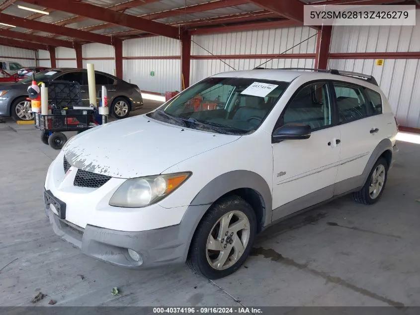 2003 Pontiac Vibe VIN: 5Y2SM62813Z426279 Lot: 40374196