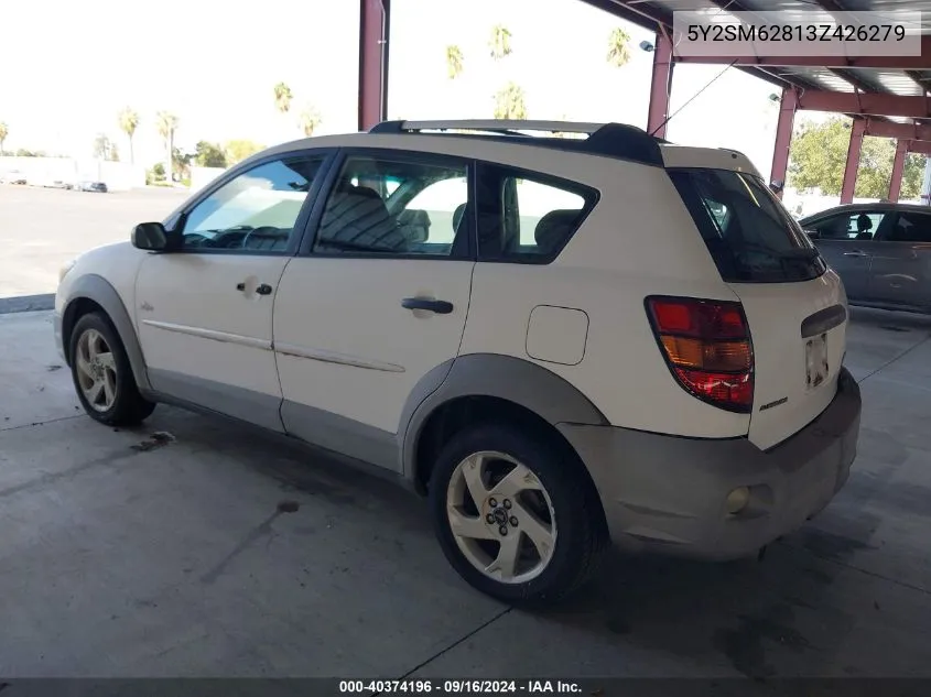 2003 Pontiac Vibe VIN: 5Y2SM62813Z426279 Lot: 40374196