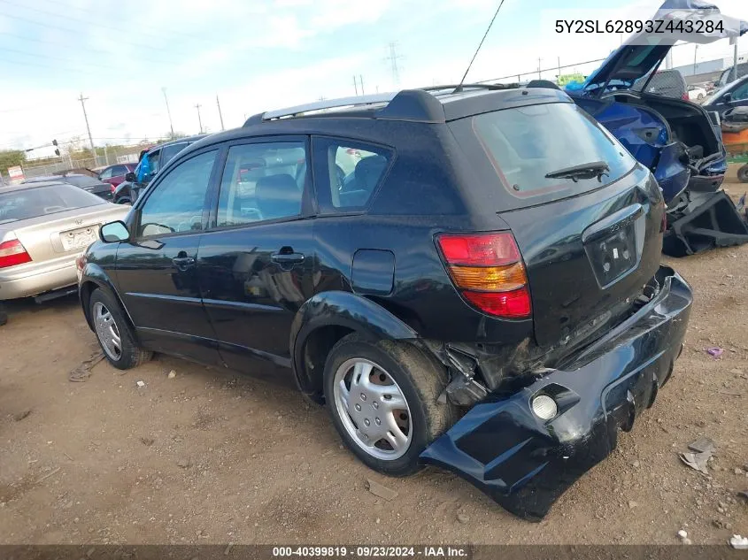 2003 Pontiac Vibe VIN: 5Y2SL62893Z443284 Lot: 40399819