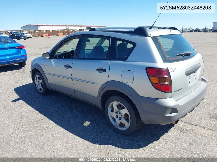 2003 Pontiac Vibe VIN: 5Y2SM62803Z448208 Lot: 40409832