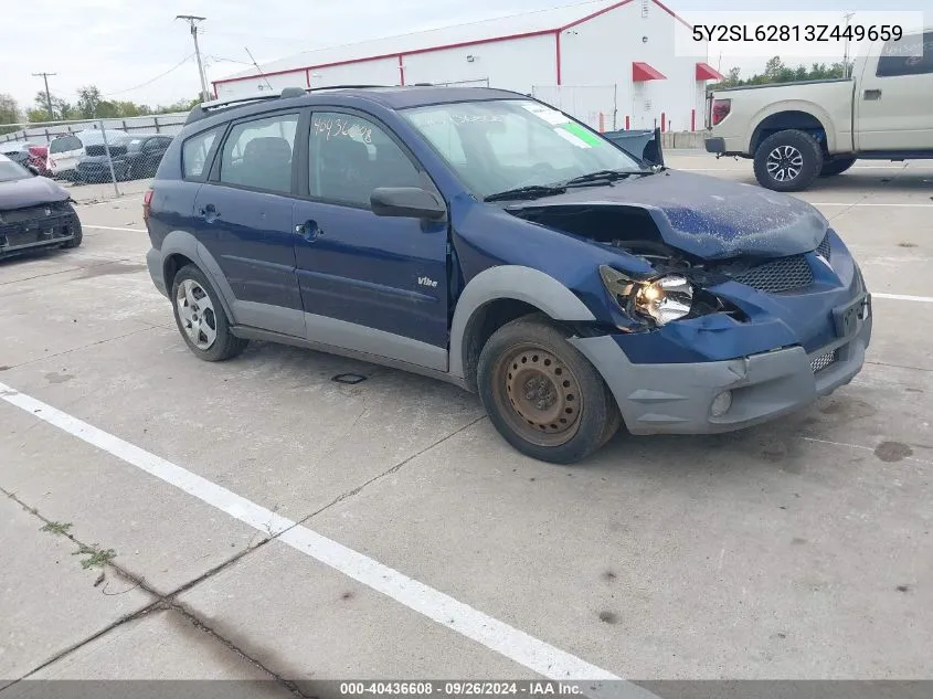 2003 Pontiac Vibe VIN: 5Y2SL62813Z449659 Lot: 40436608