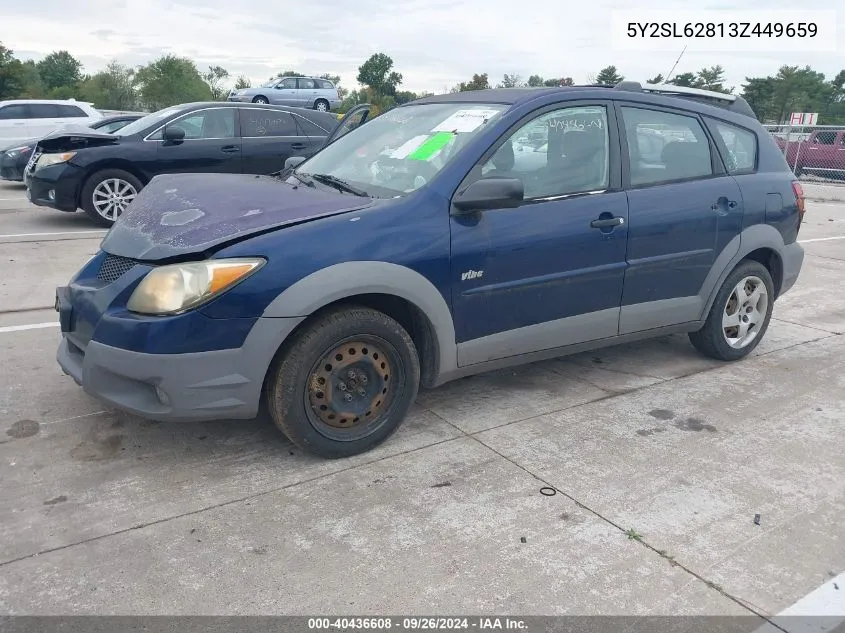 2003 Pontiac Vibe VIN: 5Y2SL62813Z449659 Lot: 40436608