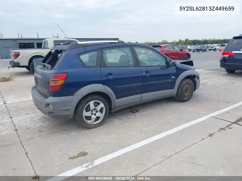 2003 Pontiac Vibe VIN: 5Y2SL62813Z449659 Lot: 40436608