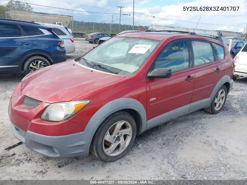 2003 Pontiac Vibe VIN: 5Y2SL628X3Z401707 Lot: 40477207