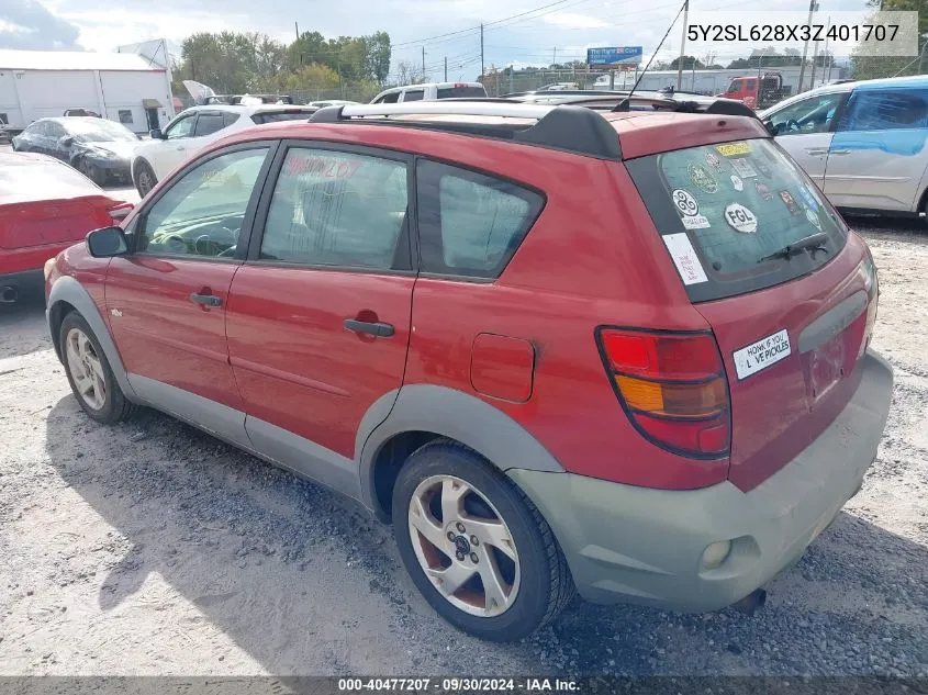 2003 Pontiac Vibe VIN: 5Y2SL628X3Z401707 Lot: 40477207