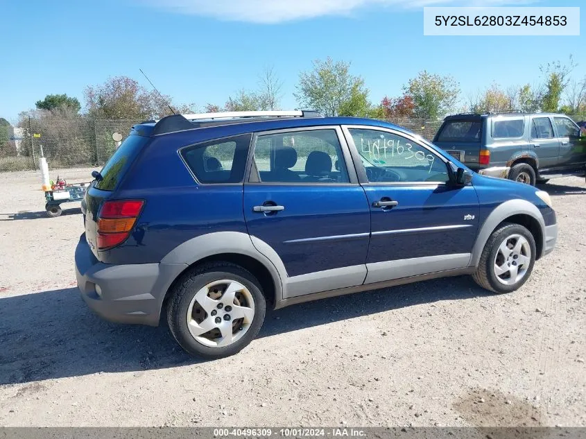 2003 Pontiac Vibe VIN: 5Y2SL62803Z454853 Lot: 40496309