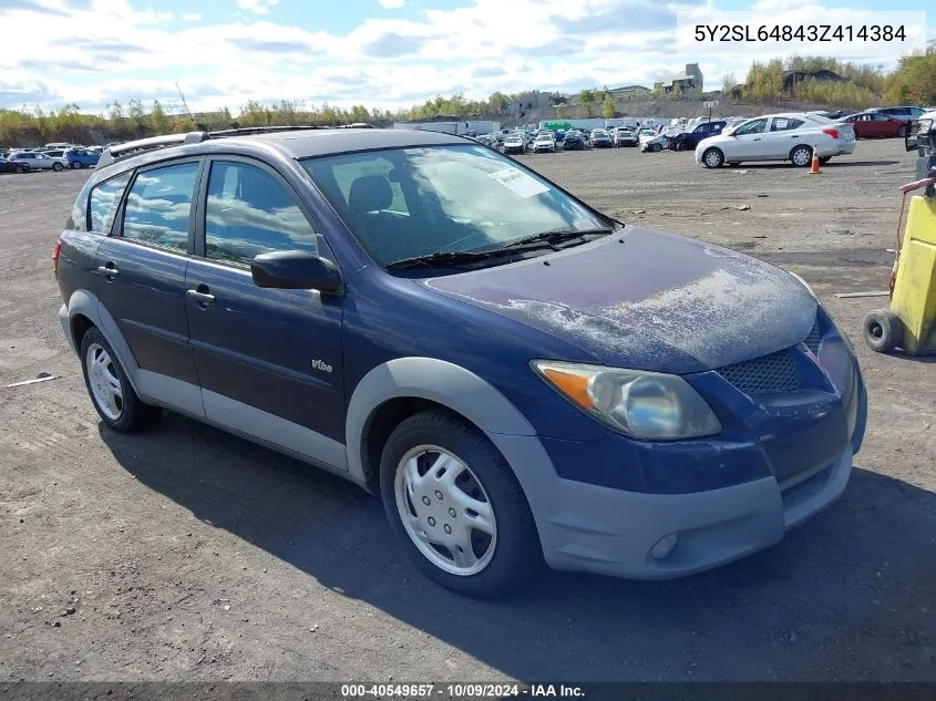 2003 Pontiac Vibe VIN: 5Y2SL64843Z414384 Lot: 40549657