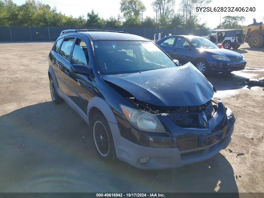 2003 Pontiac Vibe VIN: 5Y2SL62823Z406240 Lot: 40616942