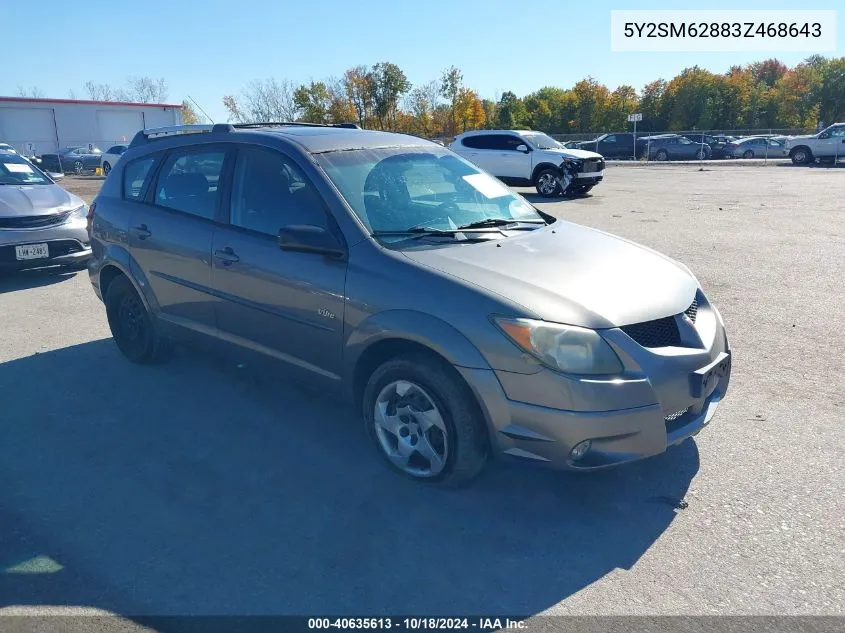 2003 Pontiac Vibe VIN: 5Y2SM62883Z468643 Lot: 40635613