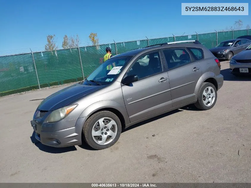 2003 Pontiac Vibe VIN: 5Y2SM62883Z468643 Lot: 40635613