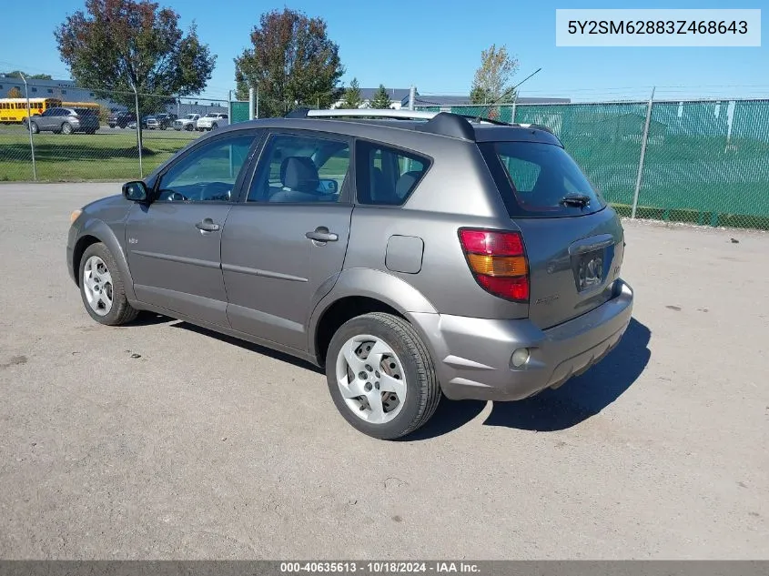 2003 Pontiac Vibe VIN: 5Y2SM62883Z468643 Lot: 40635613