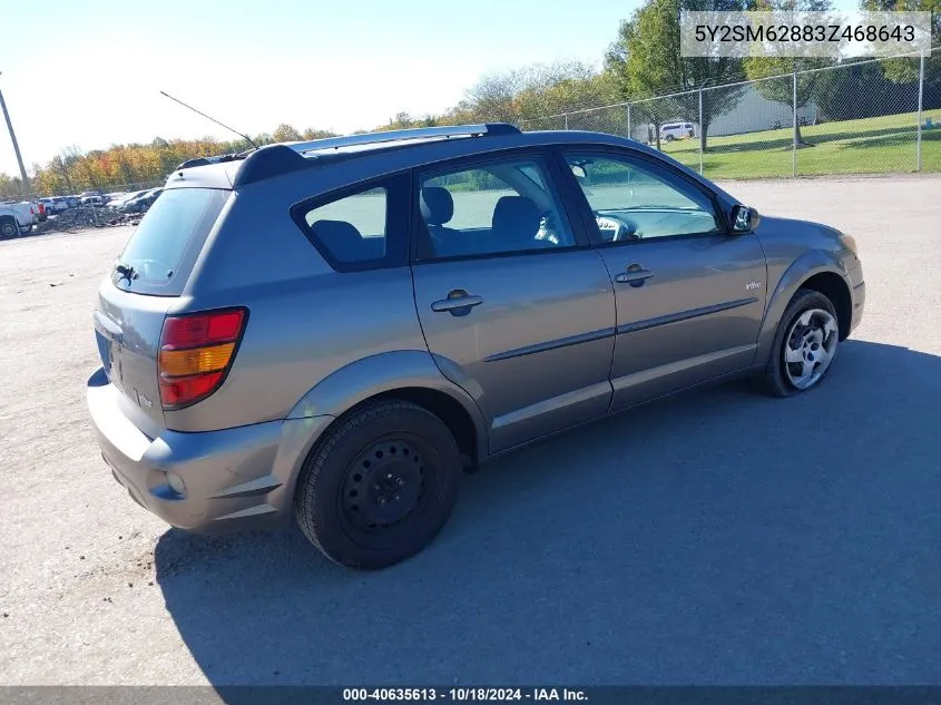 2003 Pontiac Vibe VIN: 5Y2SM62883Z468643 Lot: 40635613