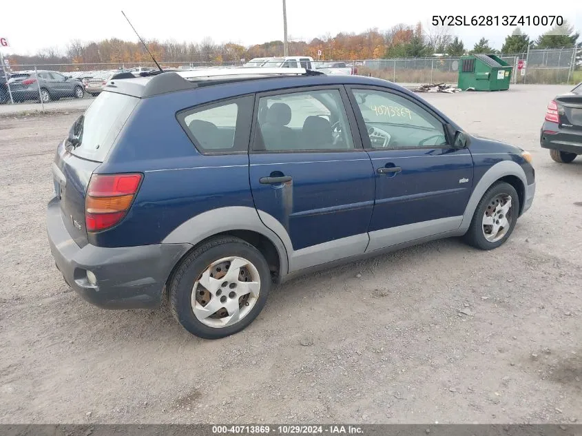 2003 Pontiac Vibe VIN: 5Y2SL62813Z410070 Lot: 40713869