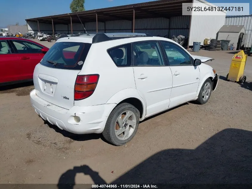 2003 Pontiac Vibe VIN: 5Y2SL64813Z447181 Lot: 40744965