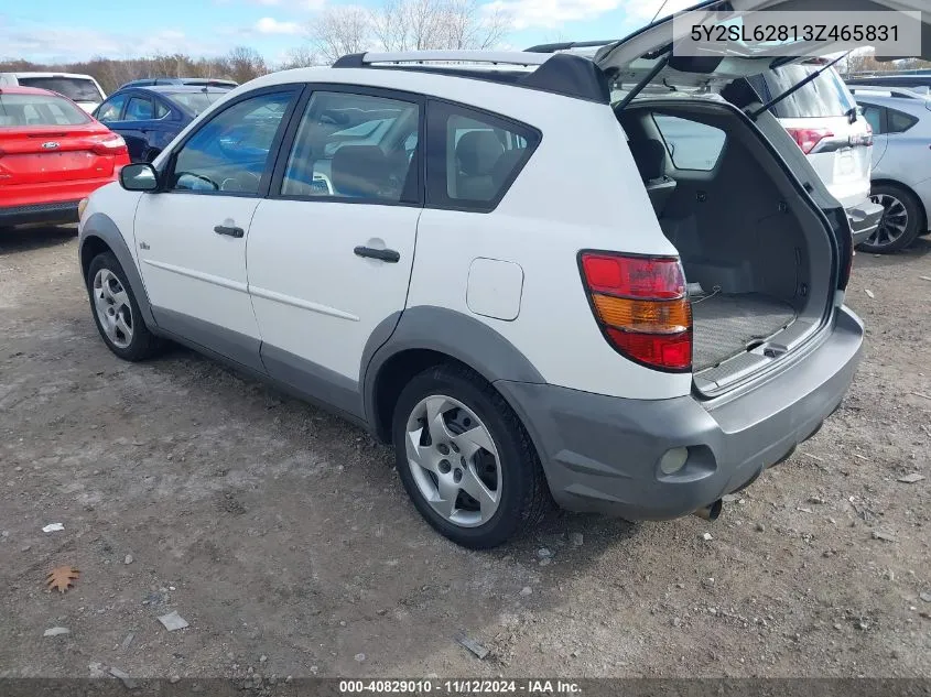 2003 Pontiac Vibe VIN: 5Y2SL62813Z465831 Lot: 40829010