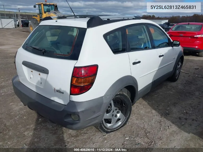 2003 Pontiac Vibe VIN: 5Y2SL62813Z465831 Lot: 40829010