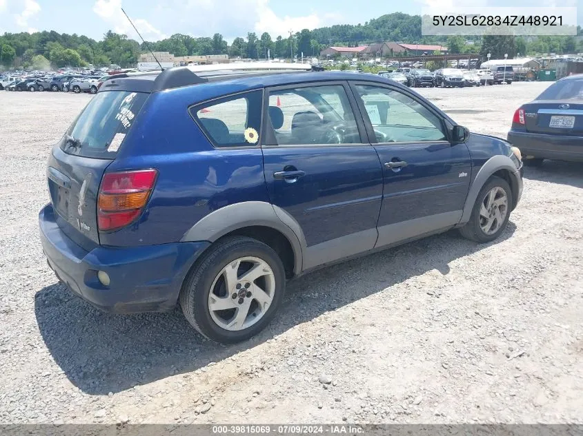 2004 Pontiac Vibe VIN: 5Y2SL62834Z448921 Lot: 39815069