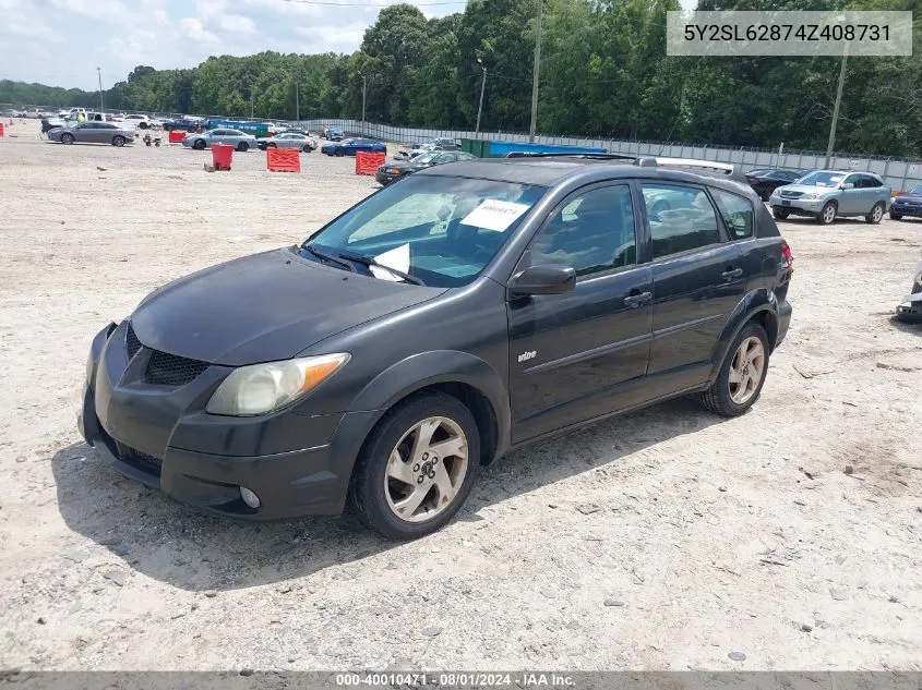 2004 Pontiac Vibe VIN: 5Y2SL62874Z408731 Lot: 40010471