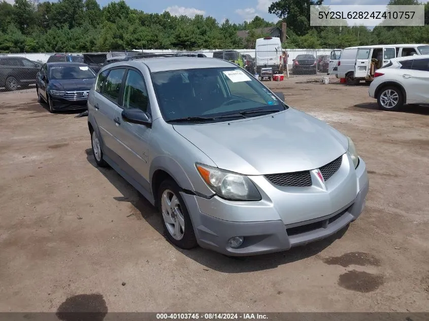 2004 Pontiac Vibe VIN: 5Y2SL62824Z410757 Lot: 40103745