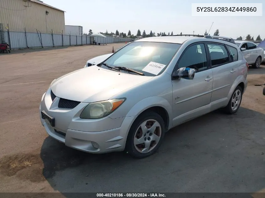 2004 Pontiac Vibe VIN: 5Y2SL62834Z449860 Lot: 40210186