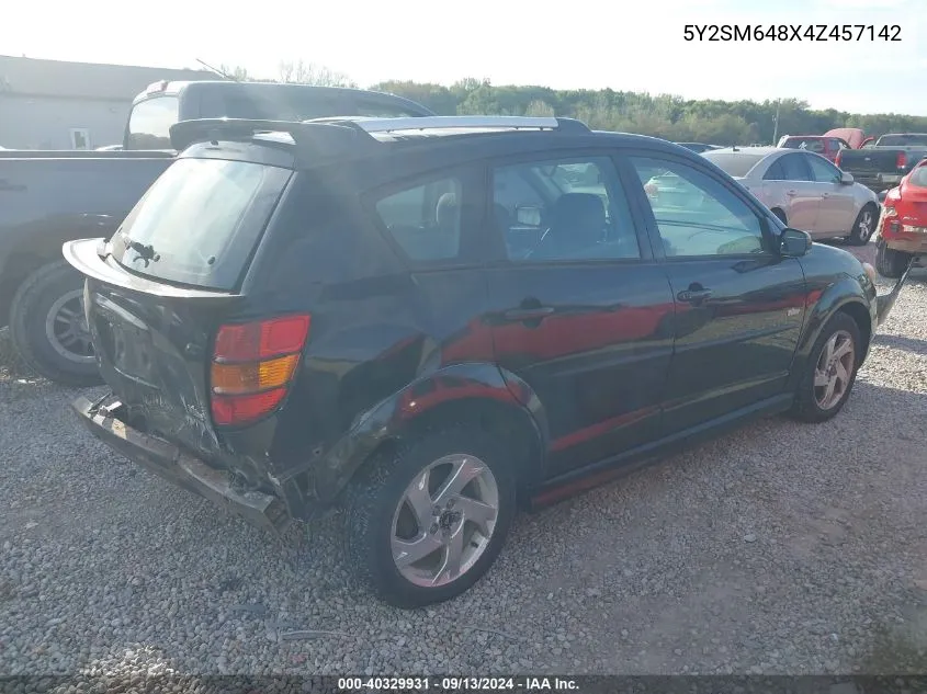 2004 Pontiac Vibe VIN: 5Y2SM648X4Z457142 Lot: 40329931