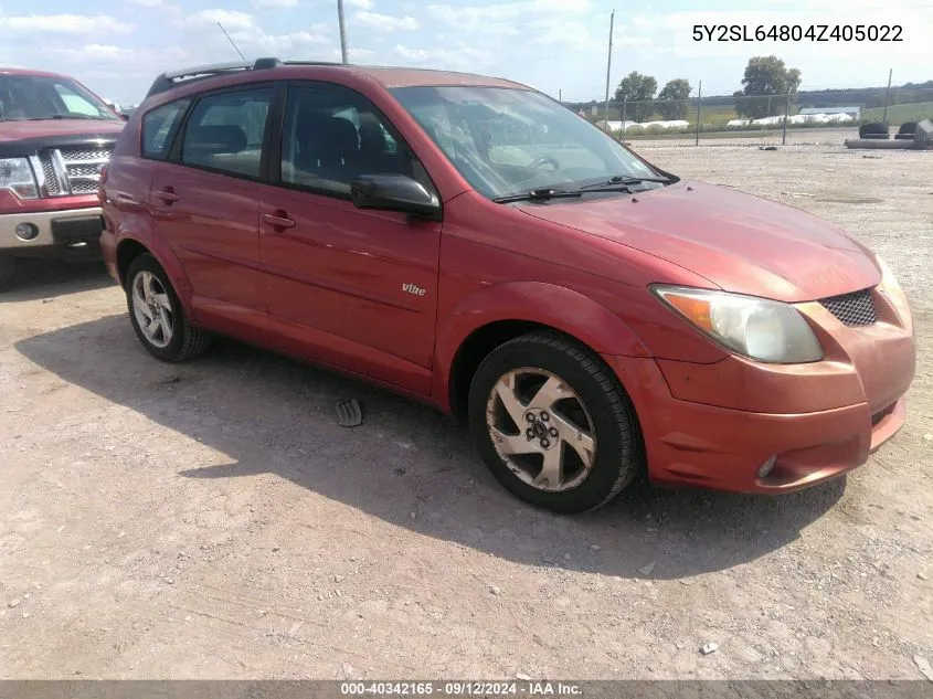 2004 Pontiac Vibe VIN: 5Y2SL64804Z405022 Lot: 40342165