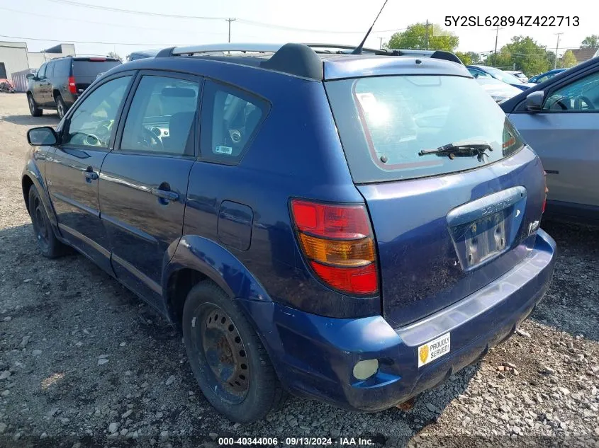 2004 Pontiac Vibe VIN: 5Y2SL62894Z422713 Lot: 40344006