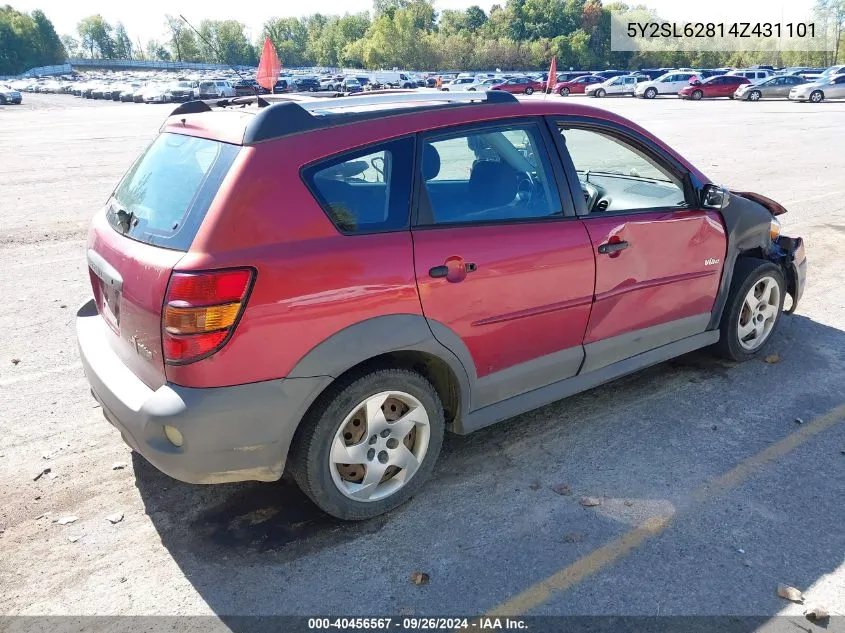 2004 Pontiac Vibe VIN: 5Y2SL62814Z431101 Lot: 40456567